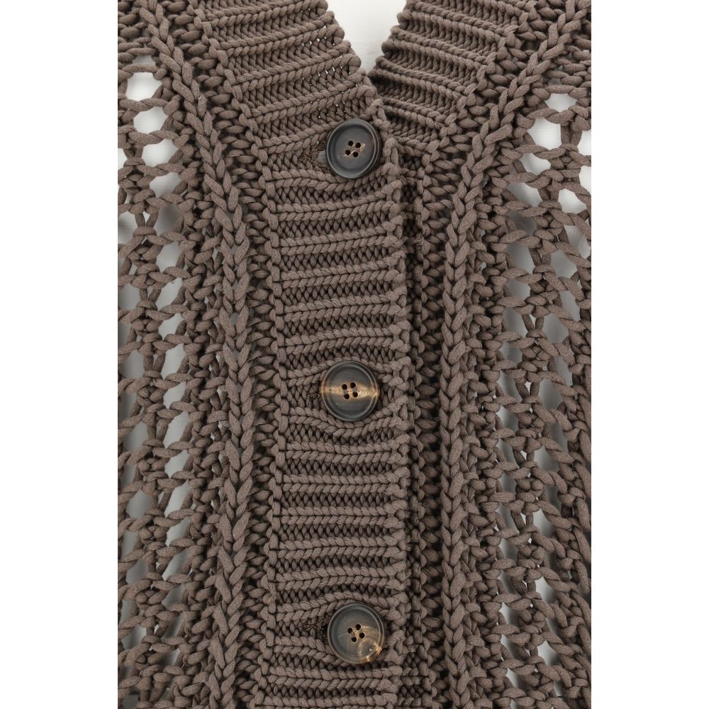 Cardigan Brunello Cucinelli em malha perfurada