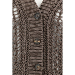 Cardigan Brunello Cucinelli em malha perfurada