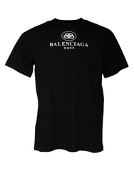 Camiseta Balenciaga preta de algodão com estampa de logotipo e gola redonda, manga curta