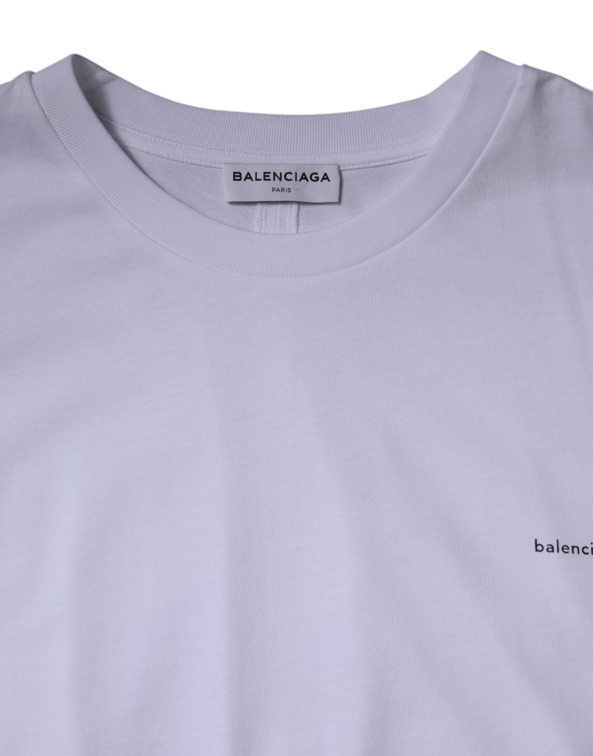 Camiseta Balenciaga de algodão com logo branco e gola redonda, manga curta