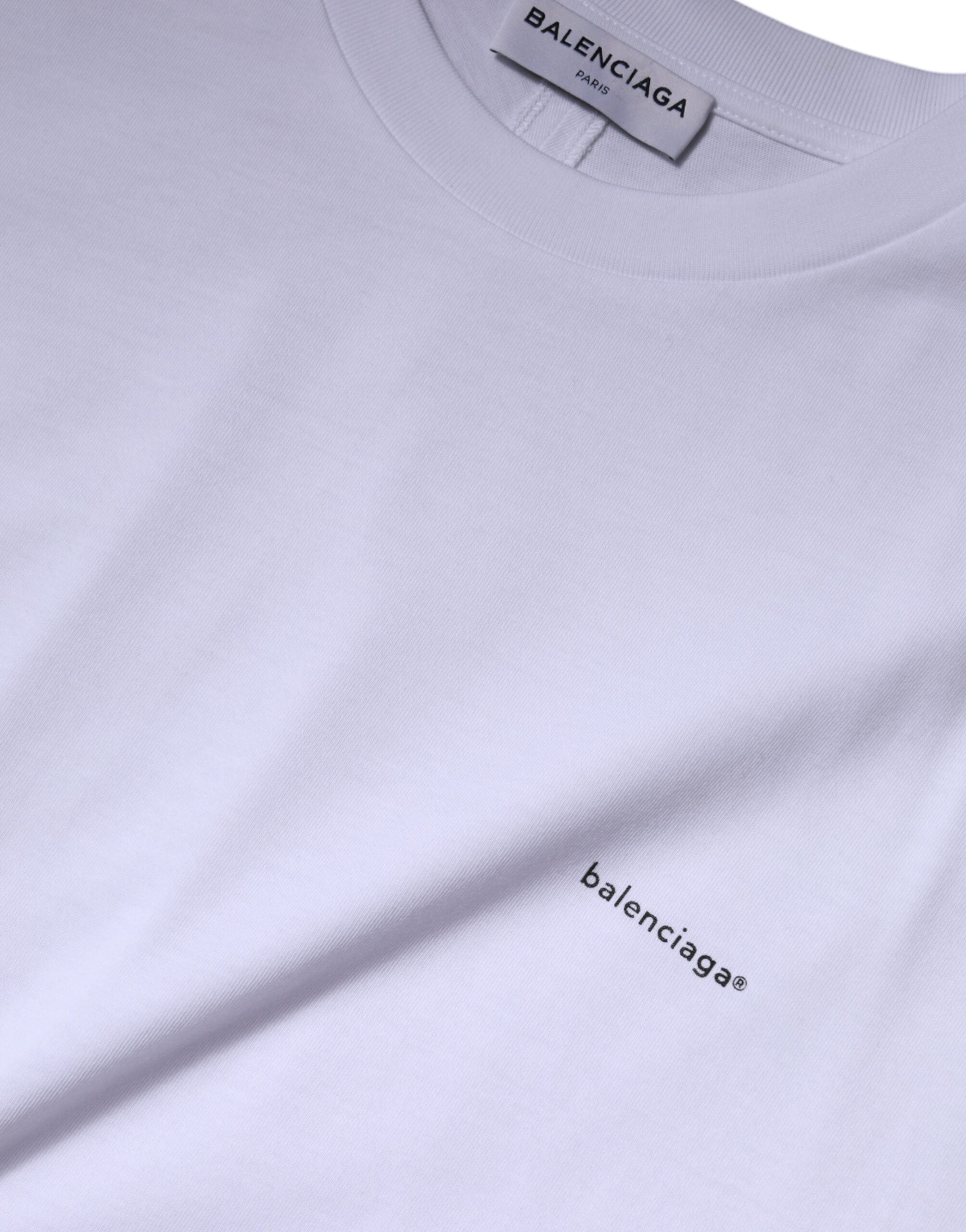 Camiseta Balenciaga de algodão com logo branco e gola redonda, manga curta