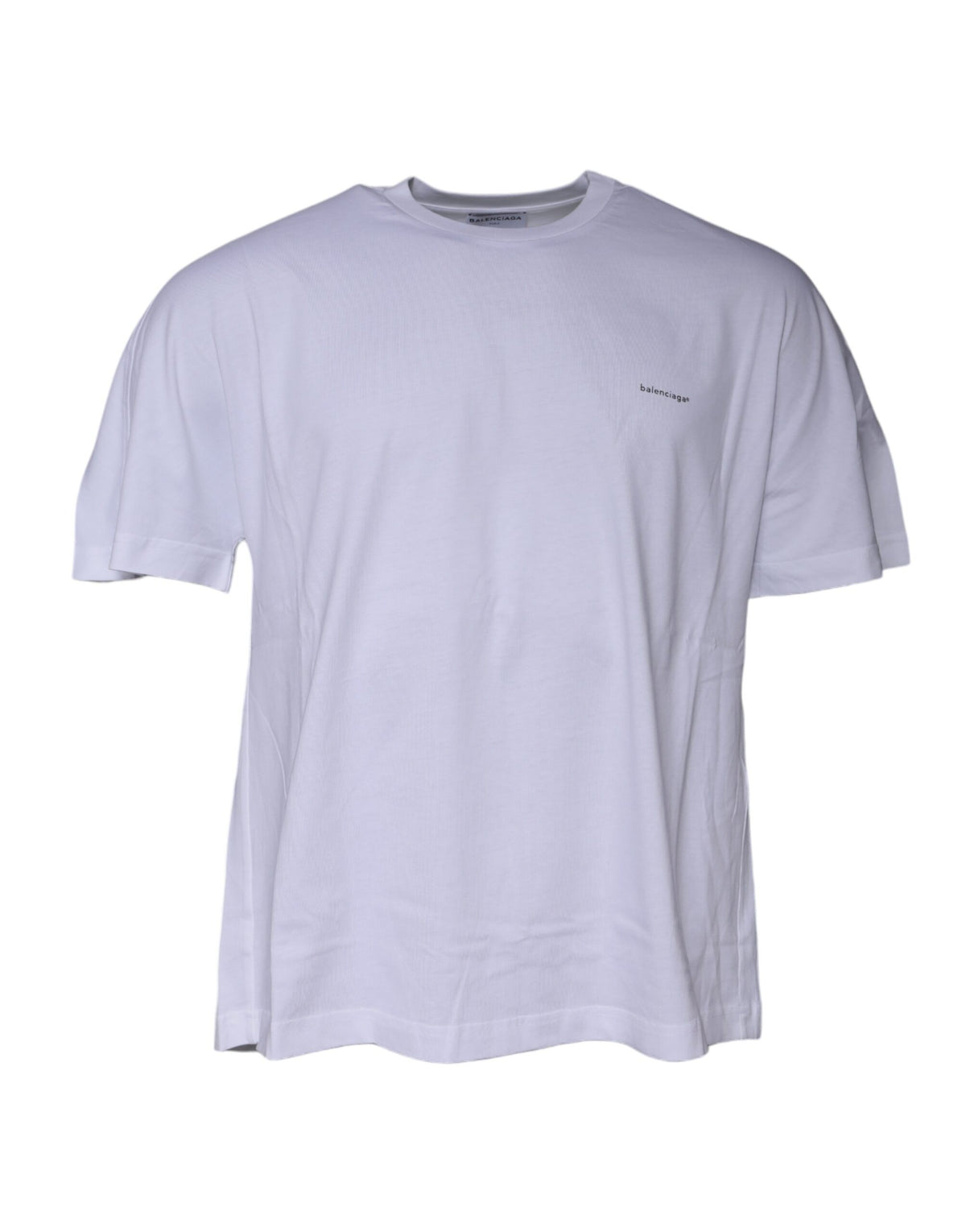 Camiseta Balenciaga de algodão com logo branco e gola redonda, manga curta
