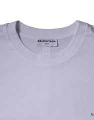 Camiseta Balenciaga de algodão com logo branco e gola redonda, manga curta