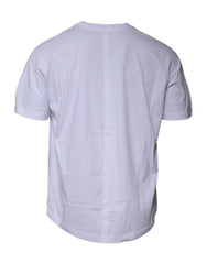 Camiseta Balenciaga de algodão com logotipo branco e gola redonda, manga curta
