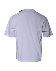 Camiseta Balenciaga de algodão com logotipo branco e gola redonda, manga curta