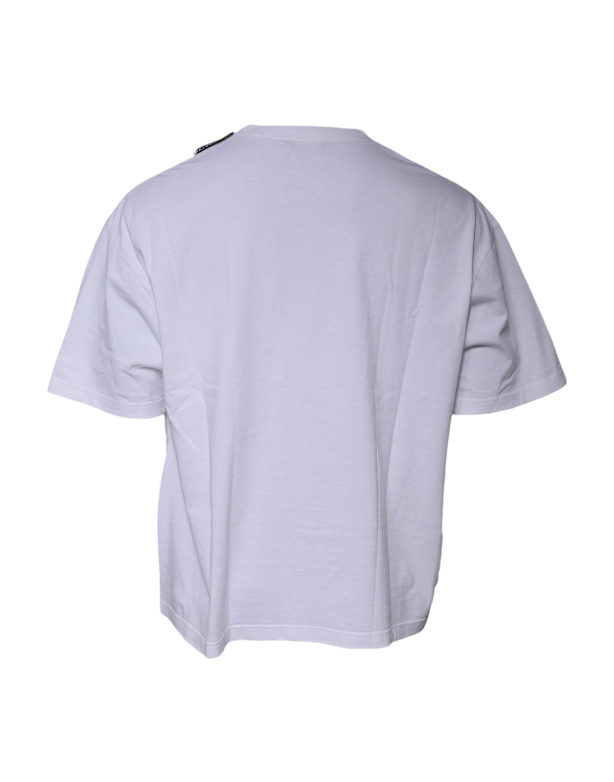 Camiseta Balenciaga de algodão com logotipo branco e gola redonda, manga curta