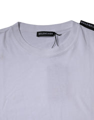 Camiseta Balenciaga de algodão com logotipo branco e gola redonda, manga curta