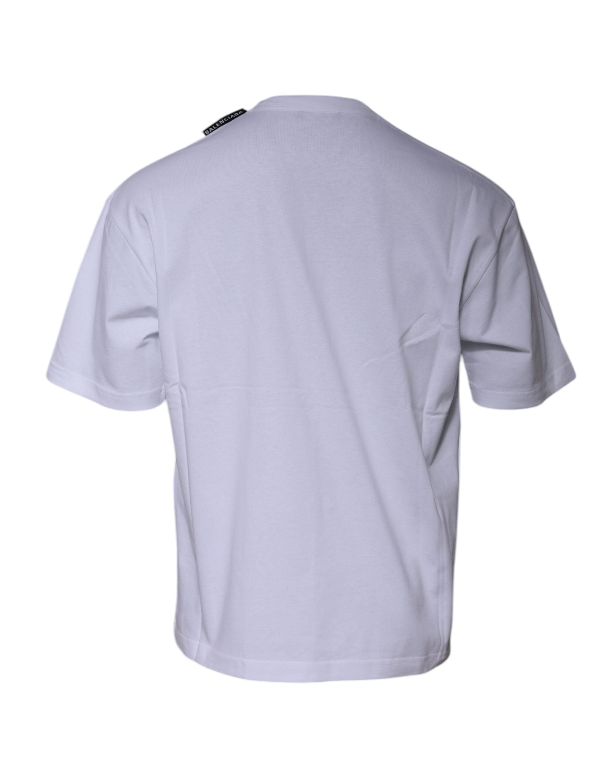 Camiseta Balenciaga de algodão com logotipo branco e gola redonda, manga curta