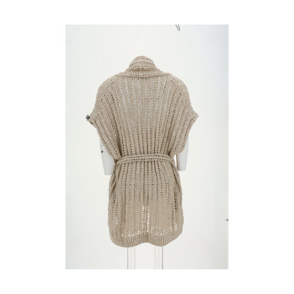 Cardigan perfurado com lantejoulas Brunello Cucinelli