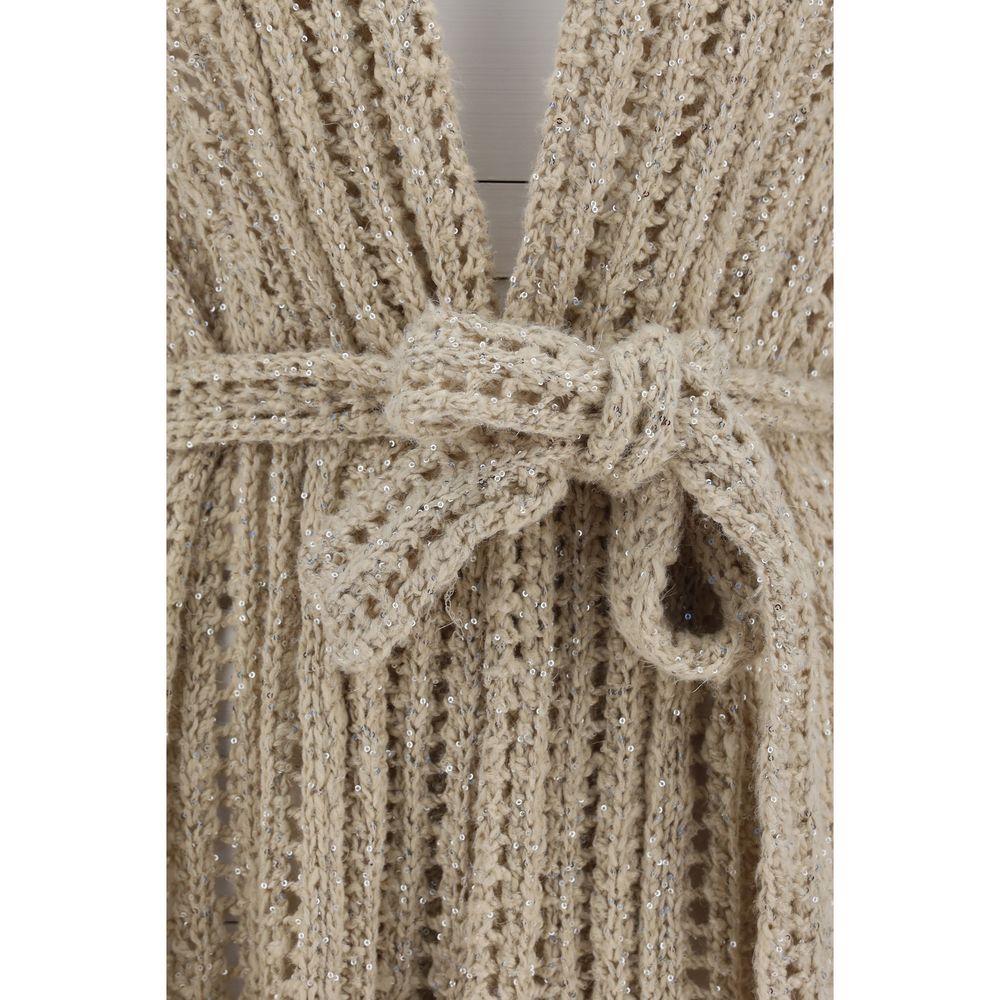 Cardigan perfurado com lantejoulas Brunello Cucinelli