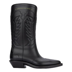 Bota de couro preta Dior