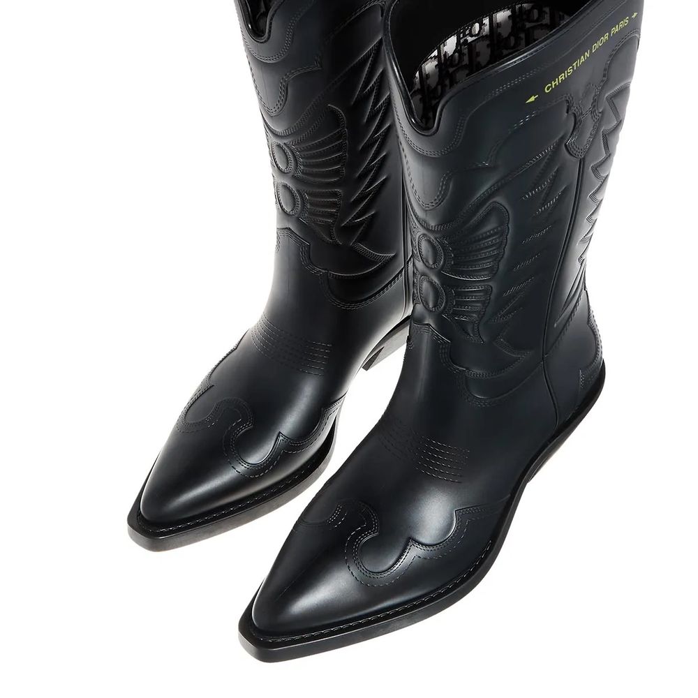 Bota de couro preta Dior
