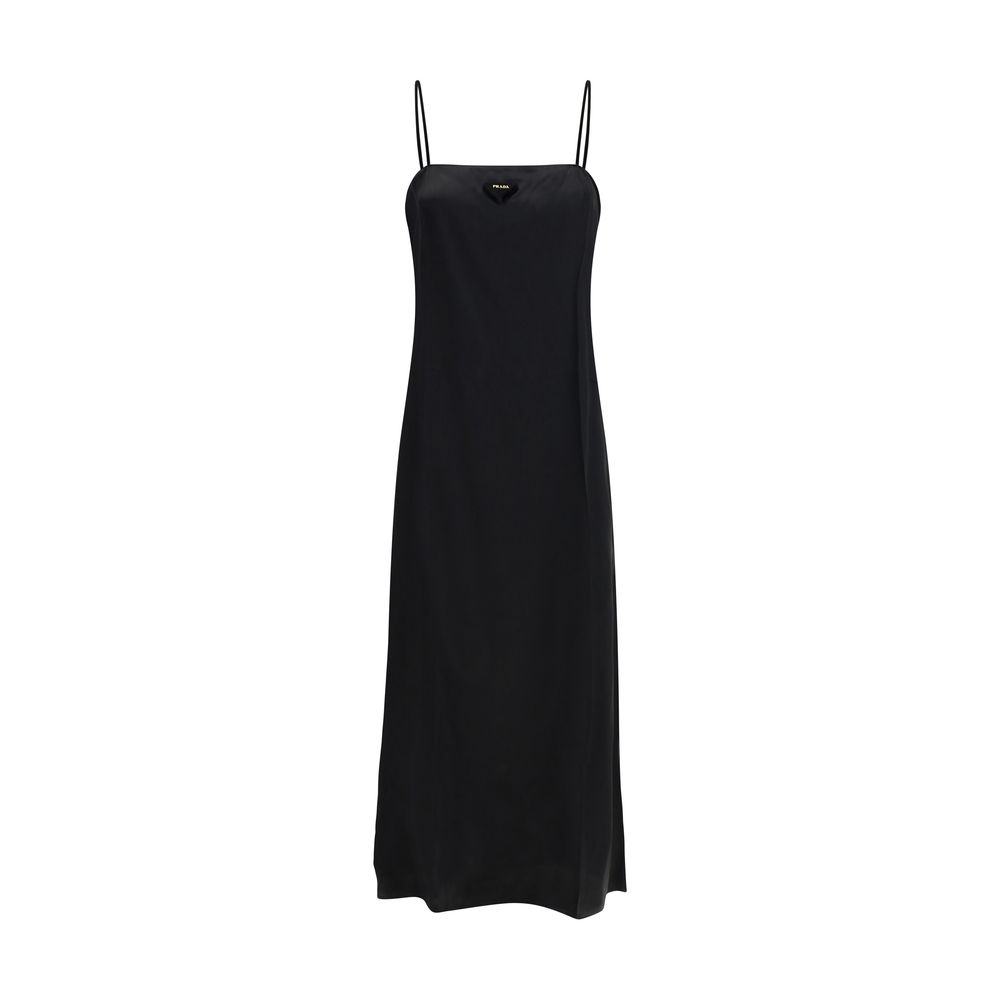 Vestido longo de seda Prada