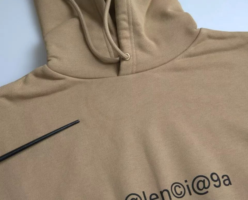 Suéter com capuz Balenciaga em algodão marrom simbólico Molleton Bouclette