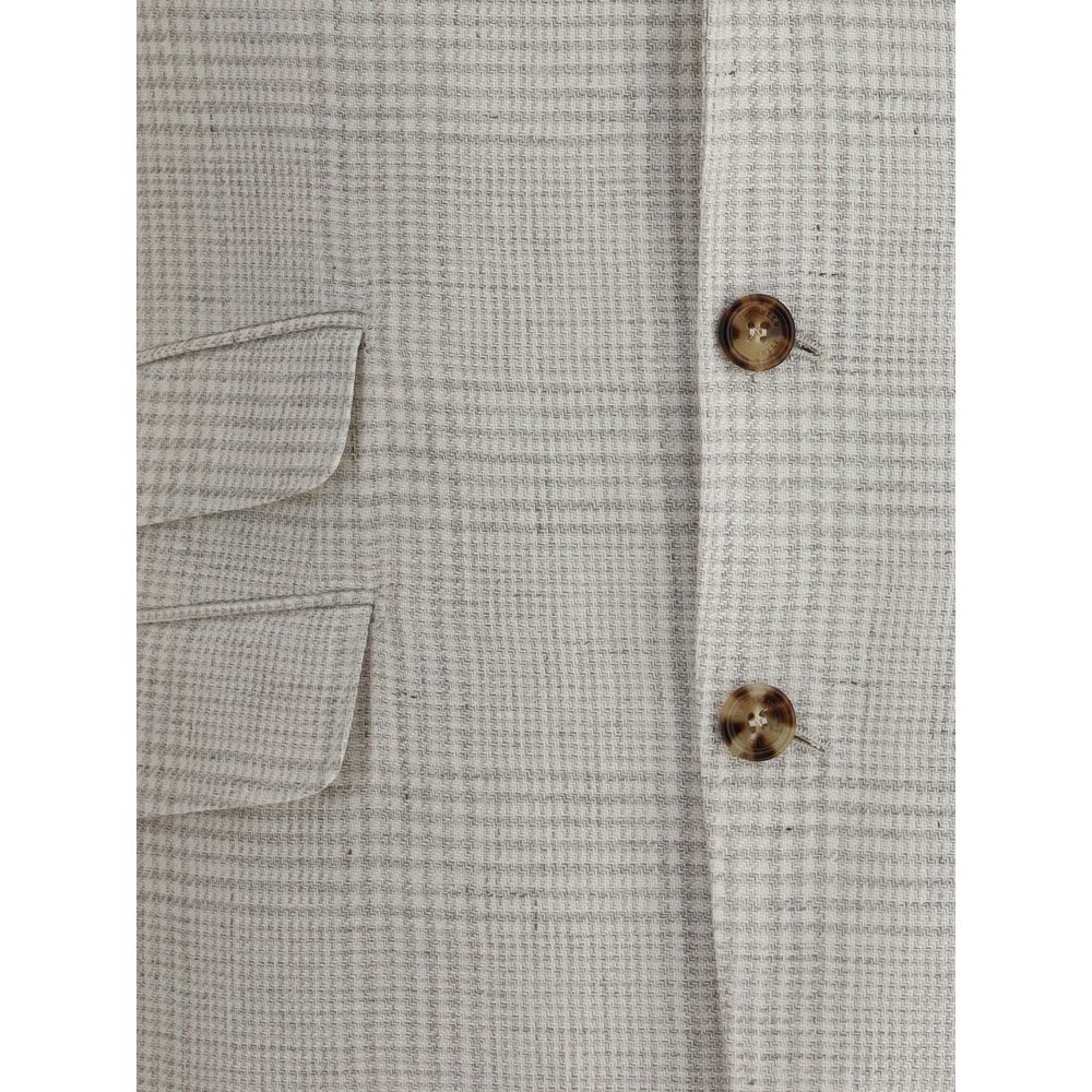 Blazer xadrez abotoado simples Brunello Cucinelli