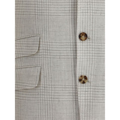 Blazer xadrez abotoado simples Brunello Cucinelli