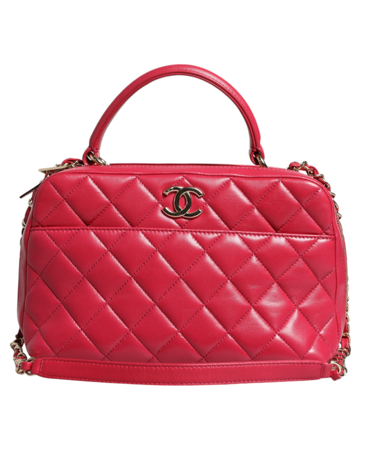 Bolsa Chanel Pink Seal Matelasse Chain CC em couro de cordeiro