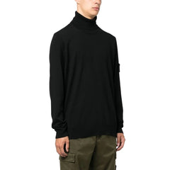 Suéter masculino de lã preta Stone Island