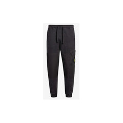 Calça de corrida masculina Stone Island preta de algodão