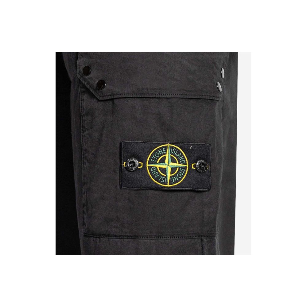 Calça de corrida masculina Stone Island preta de algodão