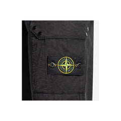 Calça de corrida masculina Stone Island preta de algodão