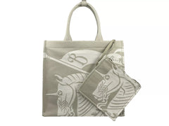 Bolsa tote de lona Burberry EKD com porta-moedas bege