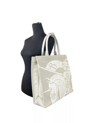 Bolsa tote de lona Burberry EKD com porta-moedas bege