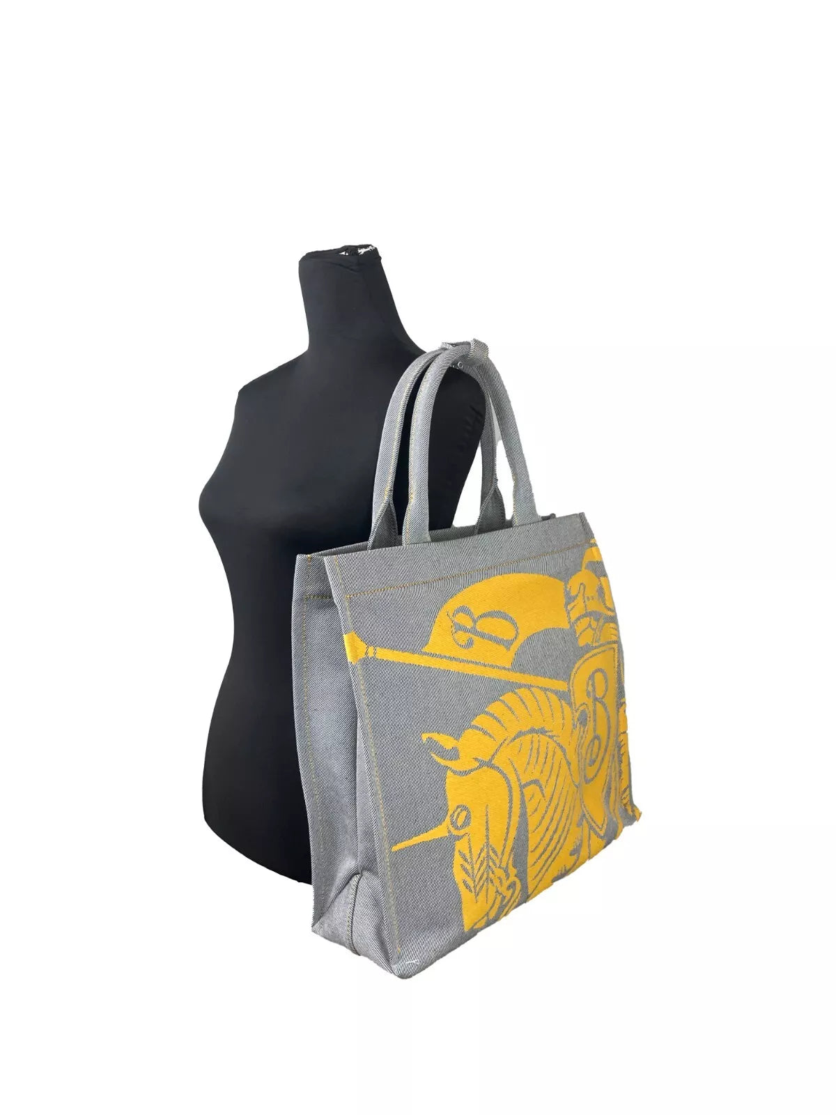 Bolsa tote de lona Burberry EKD com porta-moedas, cinza girassol