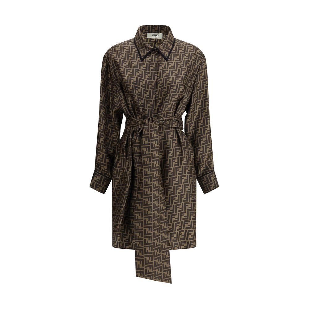 Vestido camisa Fendi com estampa FF