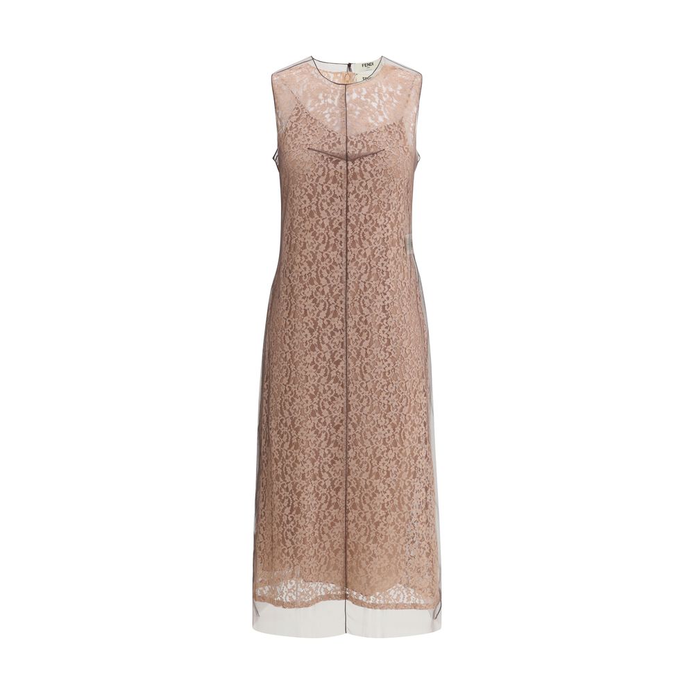 Vestido midi de renda Fendi