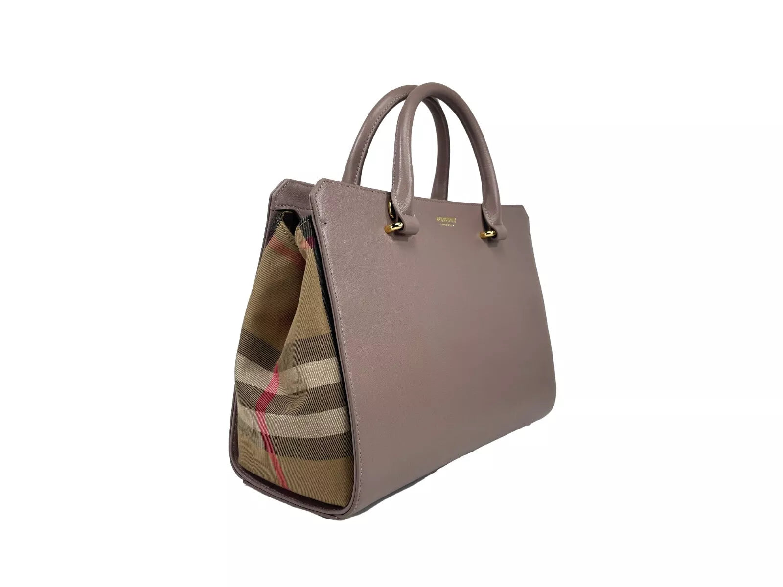 Bolsa tote pequena de couro Banwell da Burberry, cinza, vison