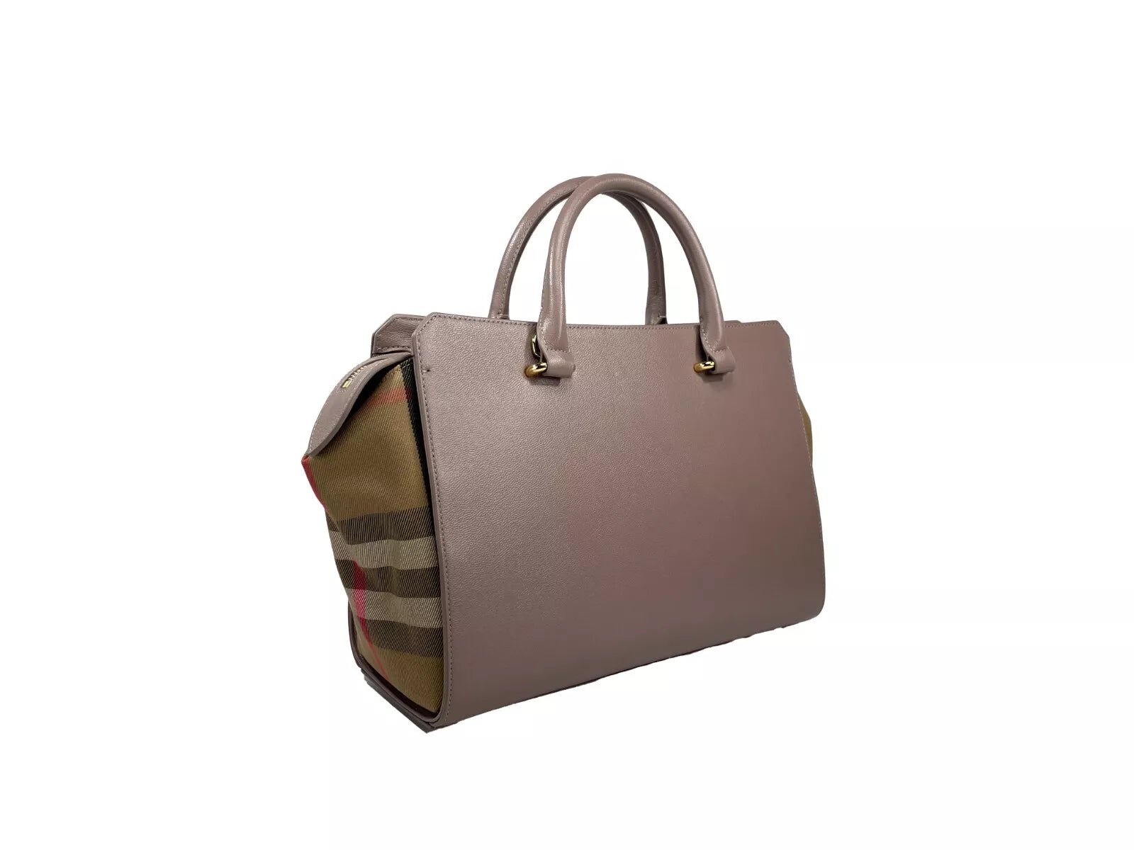 Bolsa tote pequena de couro Banwell da Burberry, cinza, vison