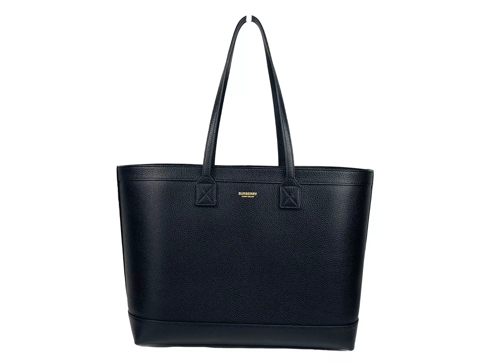 Bolsa tote preta de couro granulado médio Burberry