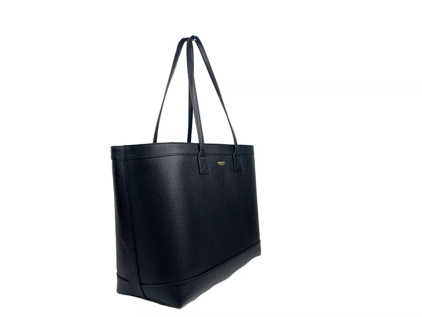 Bolsa tote preta de couro granulado médio Burberry