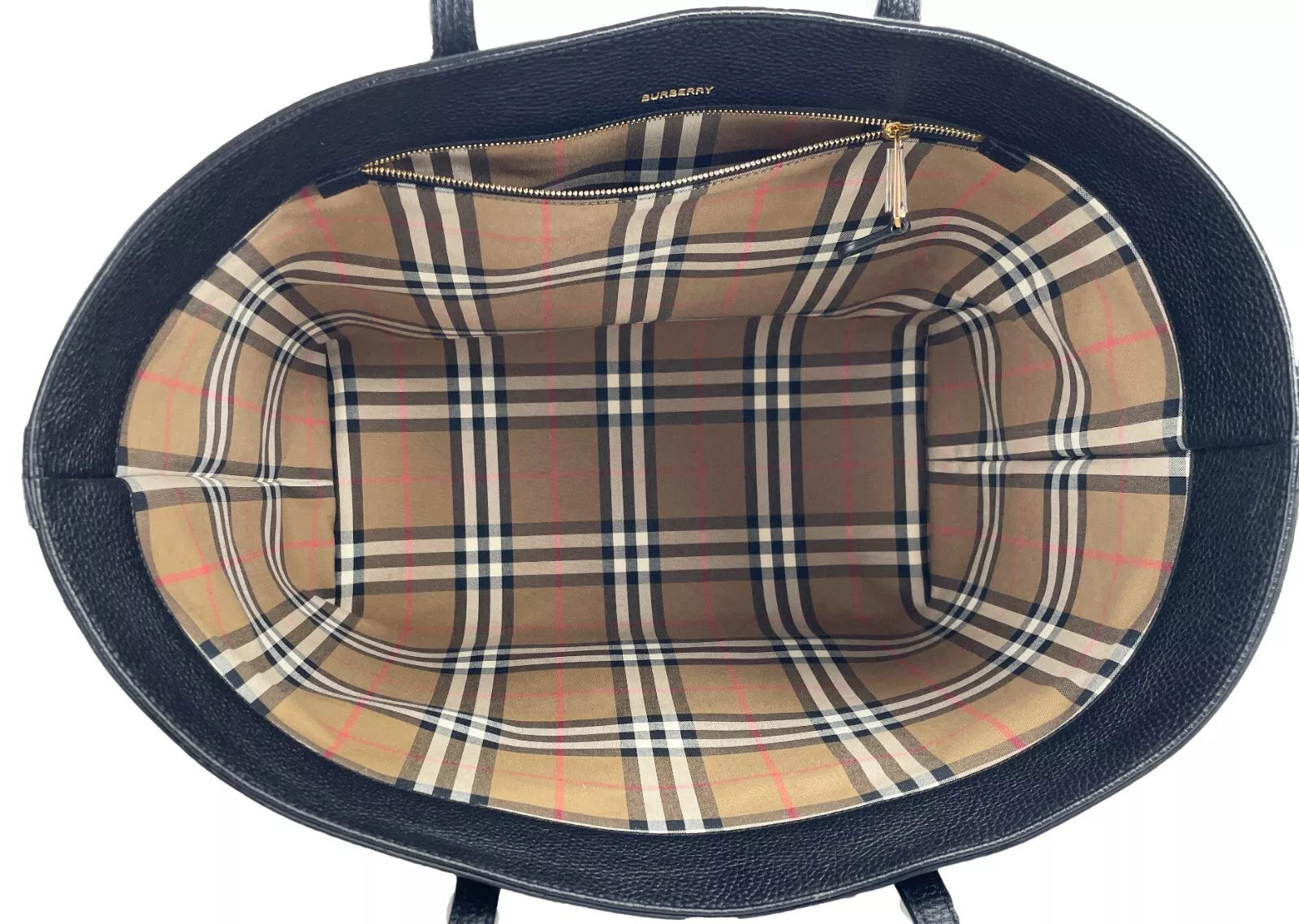 Bolsa tote preta de couro granulado médio Burberry