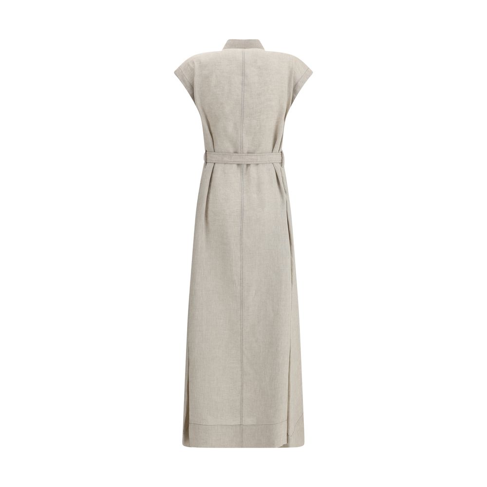 Vestido longo de linho Brunello Cucinelli