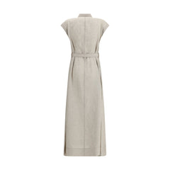 Vestido longo de linho Brunello Cucinelli
