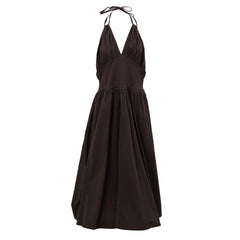 Vestido de algodão marrom Bottega Veneta