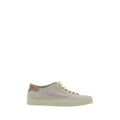 Tênis Brunello Cucinelli em couro branco creme