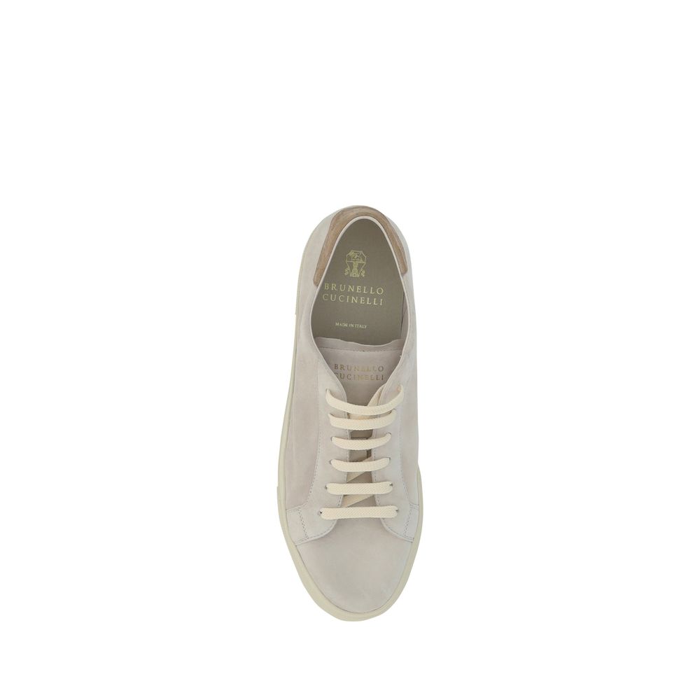 Tênis Brunello Cucinelli em couro branco creme