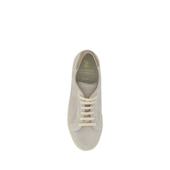 Tênis Brunello Cucinelli em couro branco creme
