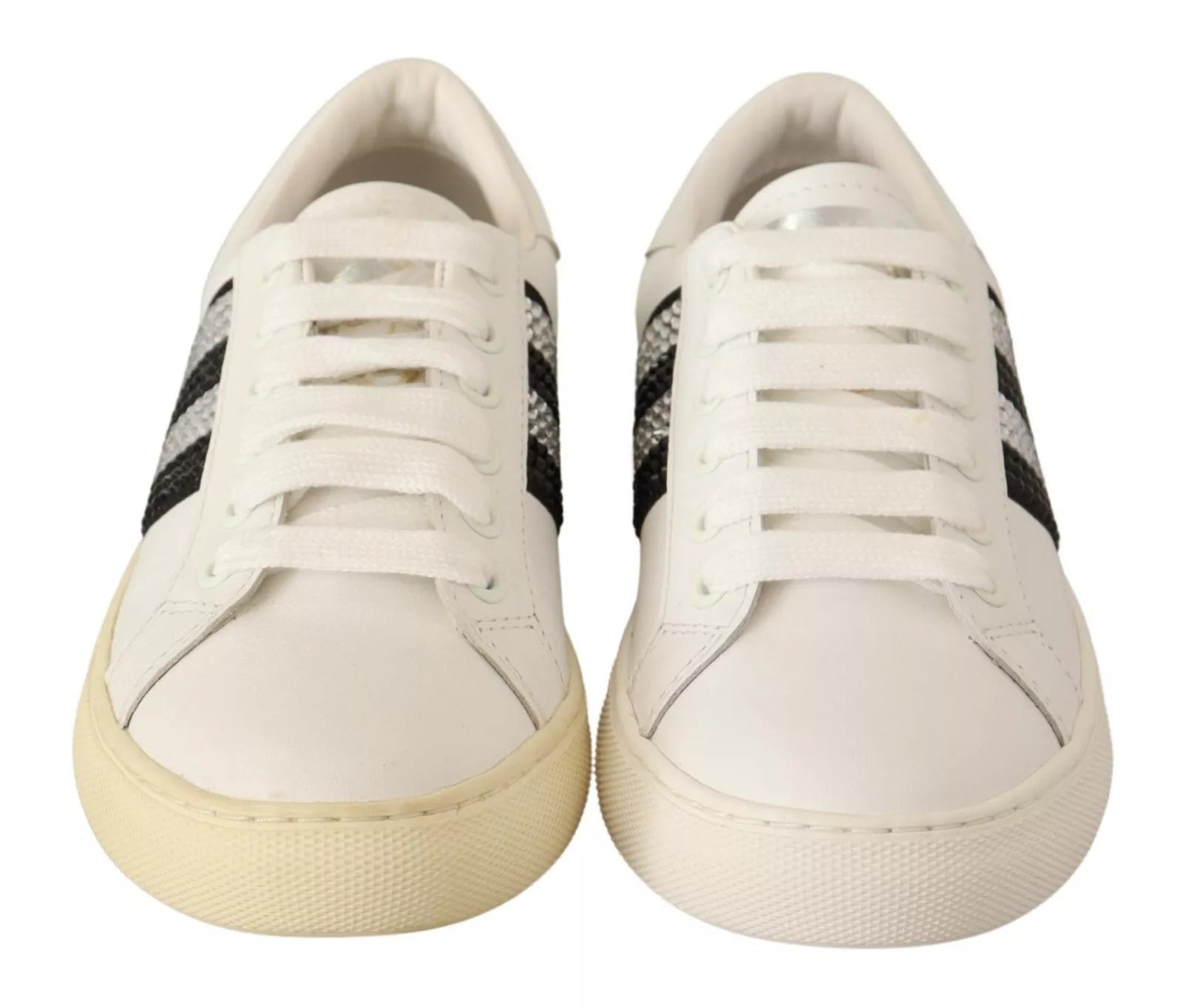 Tênis Marc Jacobs de couro branco com cristais