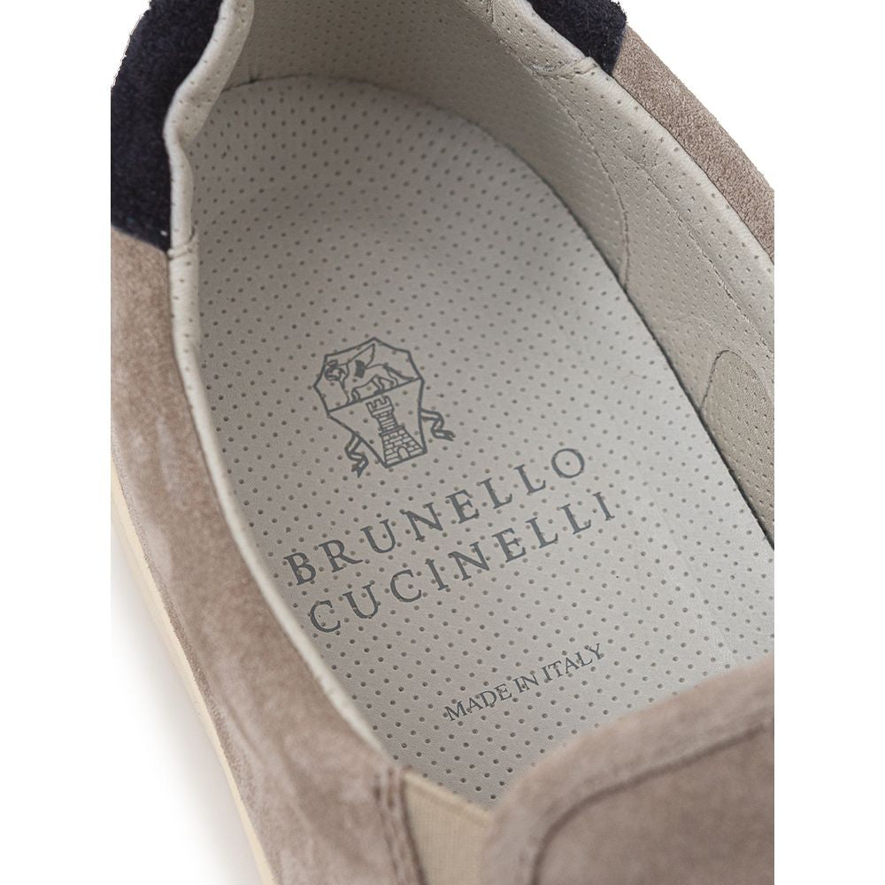 Tênis de couro cinza Brunello Cucinelli