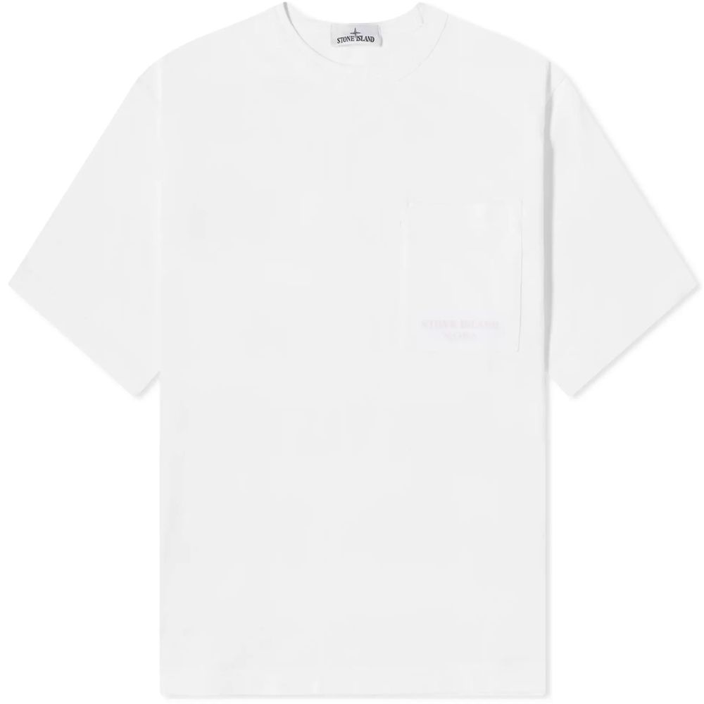 Camiseta de algodão branca Stone Island