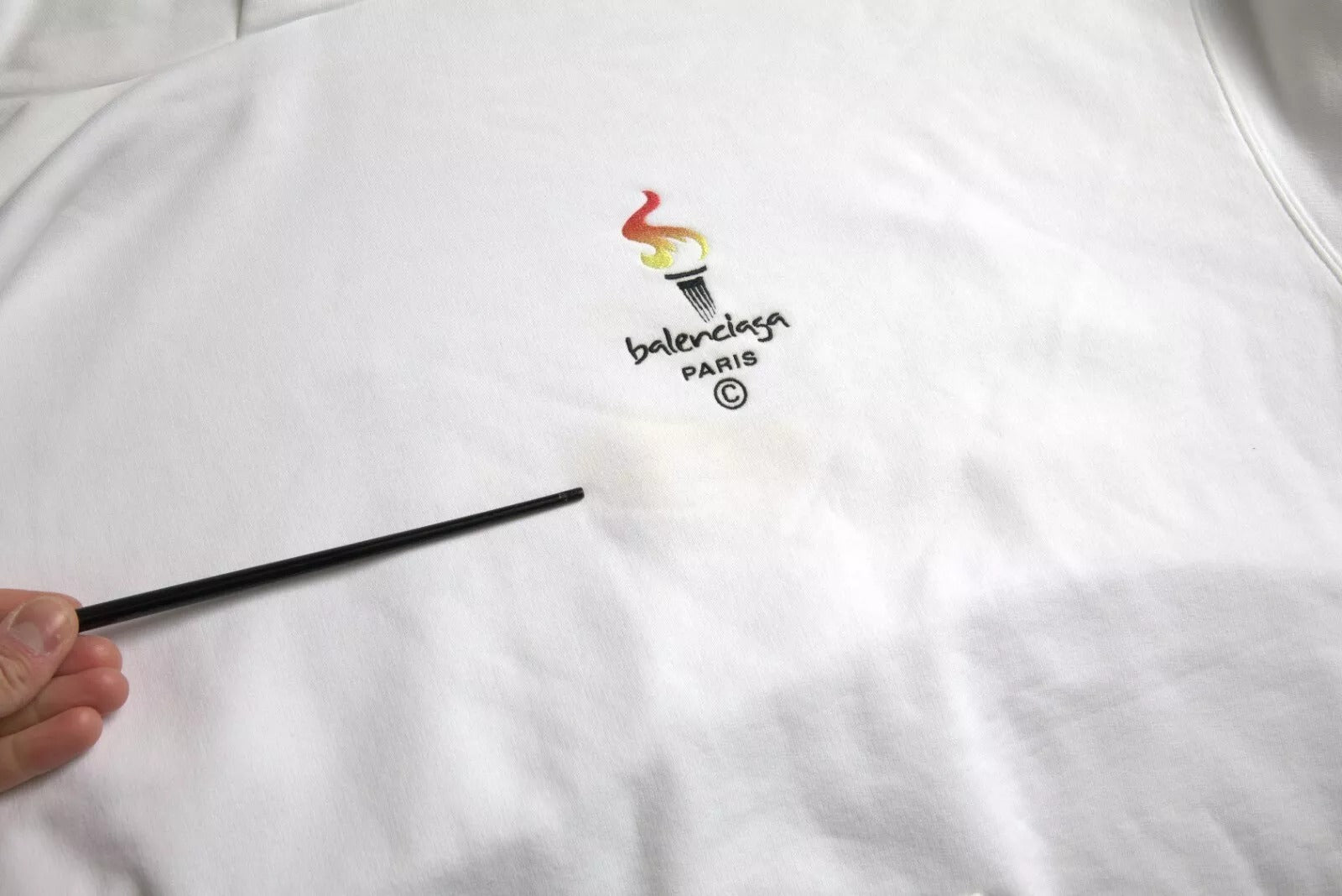 Balenciaga Suéter oversize com capuz e logotipo de algodão branco