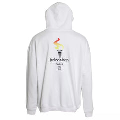 Balenciaga Suéter oversize com capuz e logotipo de algodão branco