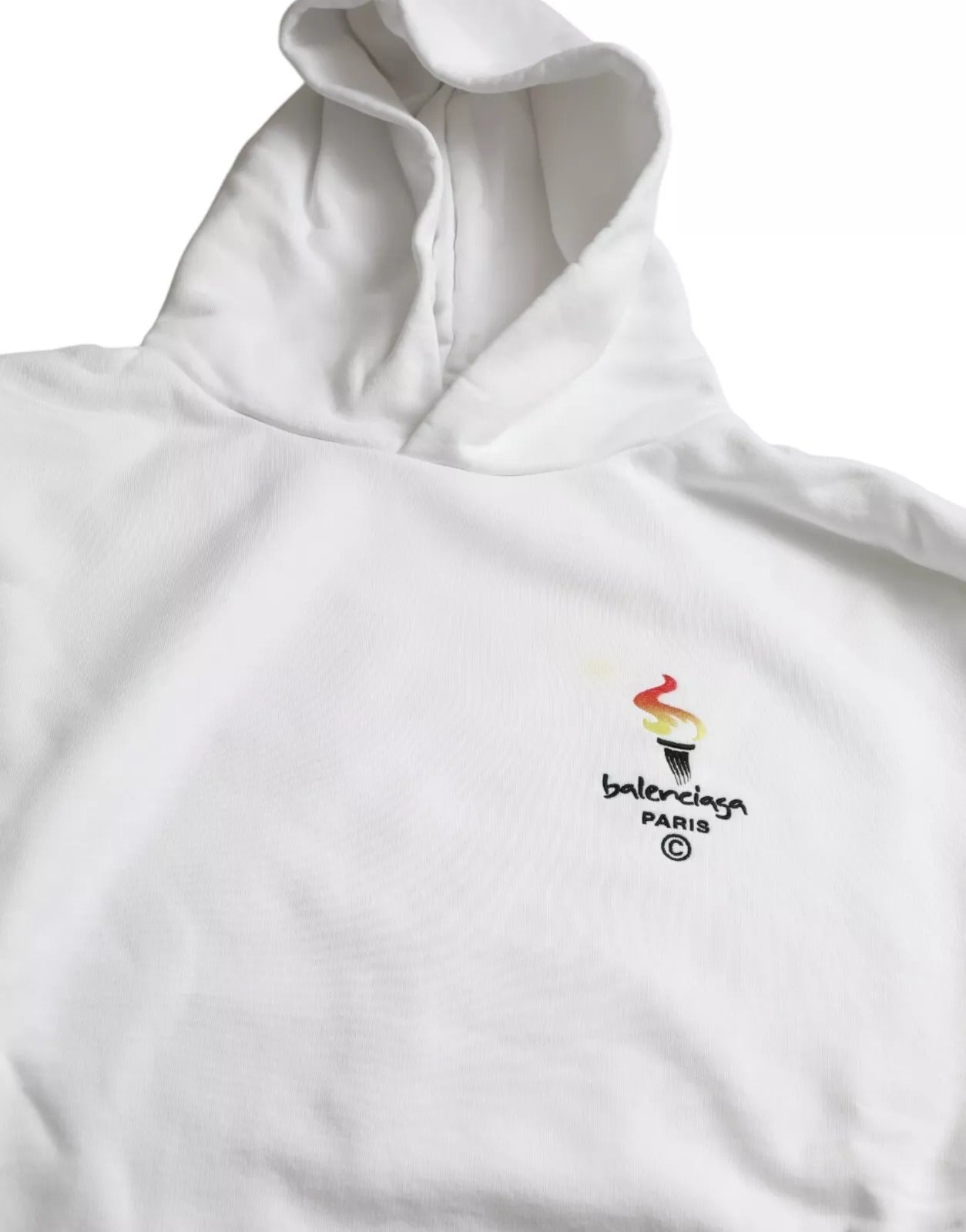Balenciaga Suéter oversize com capuz e logotipo de algodão branco