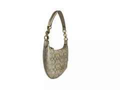 Bolsa de ombro Coach Payton Signature em couro PVC champanhe dourado