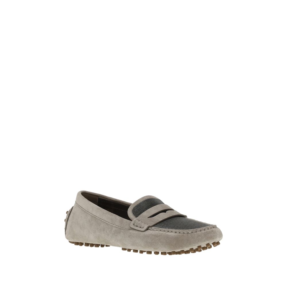 Mocassins de couro de camurça Brunello Cucinelli