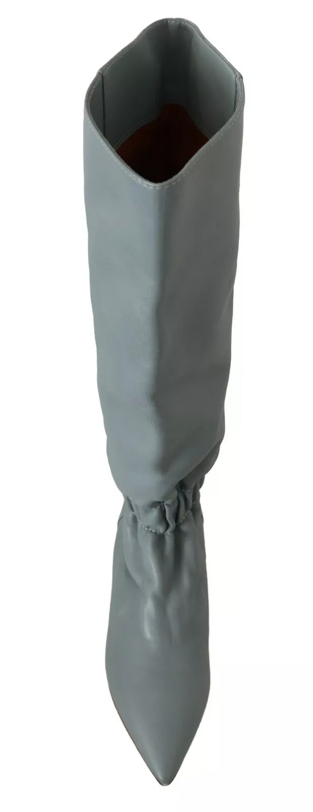 Valentino Azul Couro Elástico Flats Botas de Cano Alto
